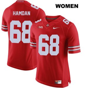 Women's NCAA Ohio State Buckeyes Zaid Hamdan #68 College Stitched Authentic Nike Red Football Jersey UM20H24OU